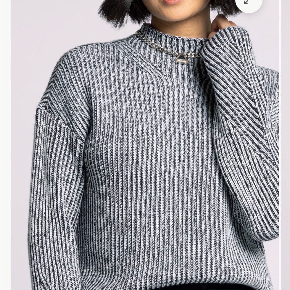 Thread & Supply Rina Ribbed Sweater, Blanc Black, Medium, NWOT